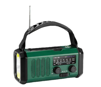 SolariPro - Radio d'emergenza portatile AM/FM con ricarica solare a manovella, LED, batteria ricaricabile 5000mAh/10000mAh, lampada da lettura e torcia, allerta SOS