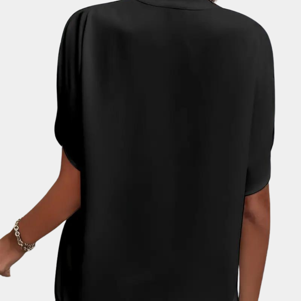 Jade - Elegante e femminile blusa per la primavera-estate con sottile scollatura a V per donne