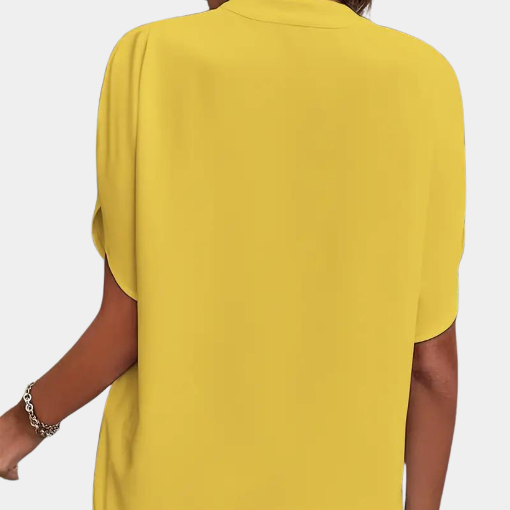 Jade - Elegante e femminile blusa per la primavera-estate con sottile scollatura a V per donne
