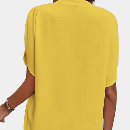 Jade - Elegante e femminile blusa per la primavera-estate con sottile scollatura a V per donne