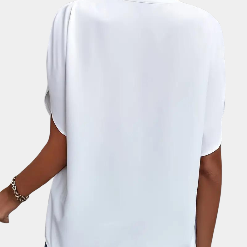 Jade - Elegante e femminile blusa per la primavera-estate con sottile scollatura a V per donne