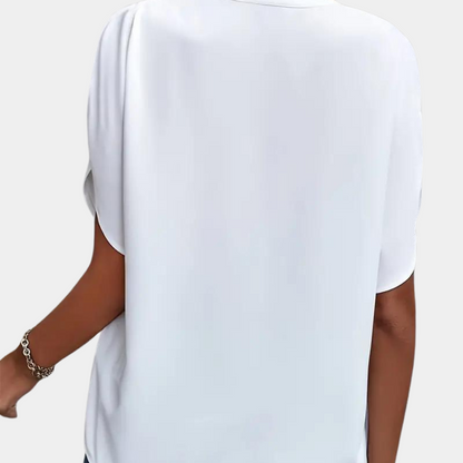 Jade - Elegante e femminile blusa per la primavera-estate con sottile scollatura a V per donne