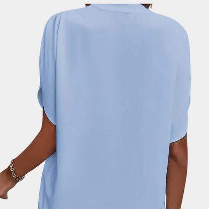 Jade - Elegante e femminile blusa per la primavera-estate con sottile scollatura a V per donne