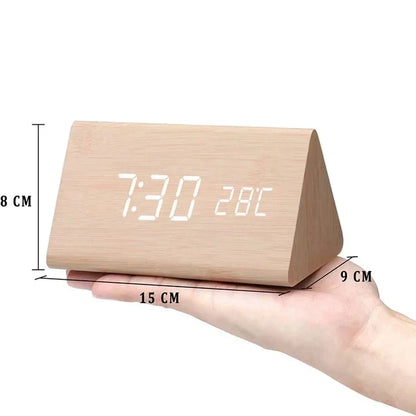 BoisSage - Sveglia in vero blocco di legno – WoodWatch – Display LED – Controllo vocale