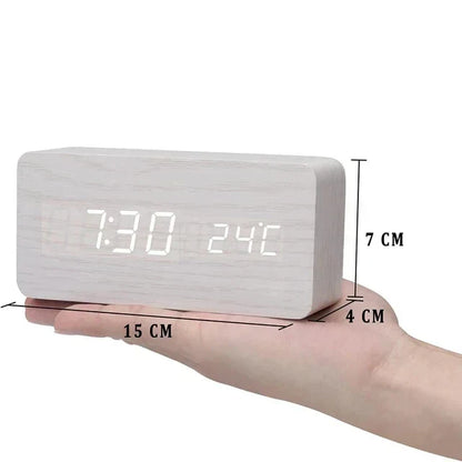 BoisSage - Sveglia in vero blocco di legno – WoodWatch – Display LED – Controllo vocale