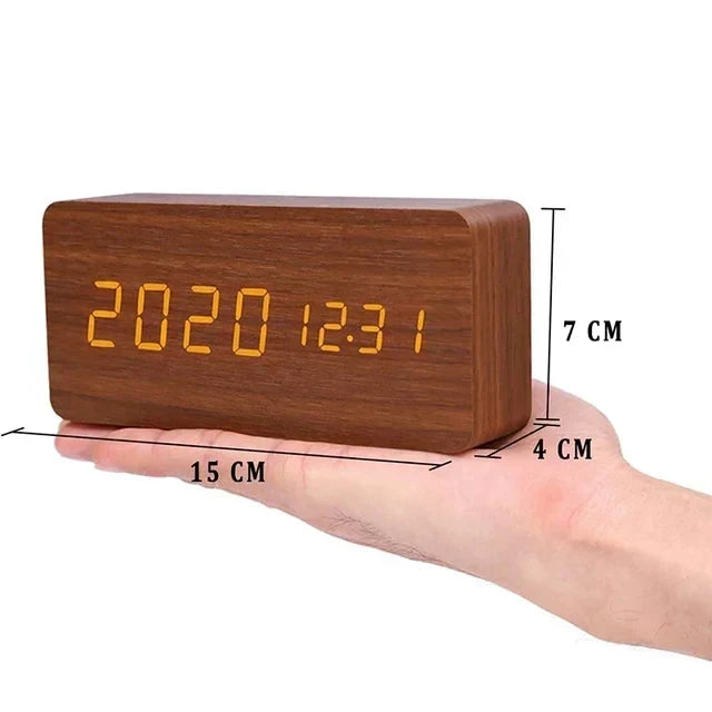 BoisSage - Sveglia in vero blocco di legno – WoodWatch – Display LED – Controllo vocale