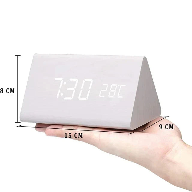 BoisSage - Sveglia in vero blocco di legno – WoodWatch – Display LED – Controllo vocale