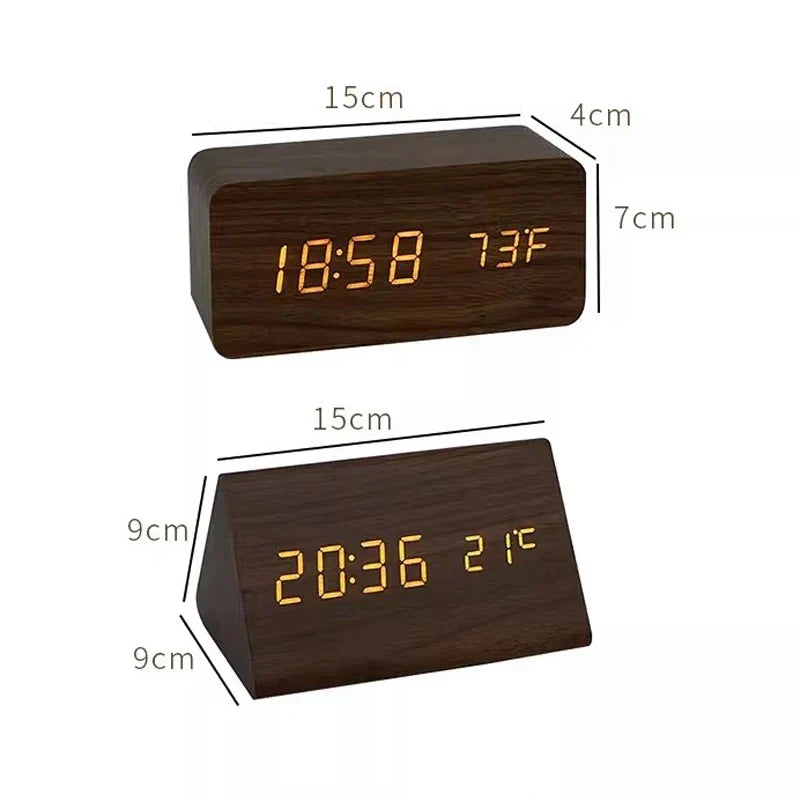 BoisSage - Sveglia in vero blocco di legno – WoodWatch – Display LED – Controllo vocale
