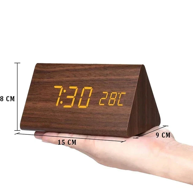 BoisSage - Sveglia in vero blocco di legno – WoodWatch – Display LED – Controllo vocale