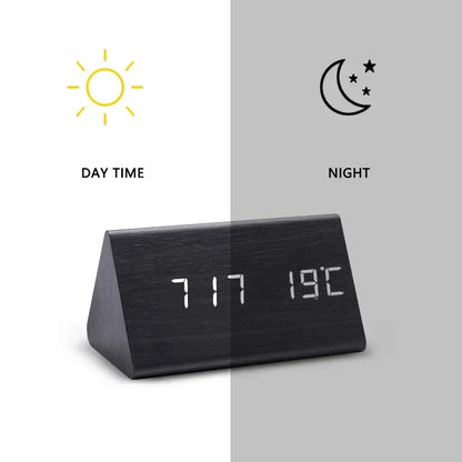 BoisSage - Sveglia in vero blocco di legno – WoodWatch – Display LED – Controllo vocale