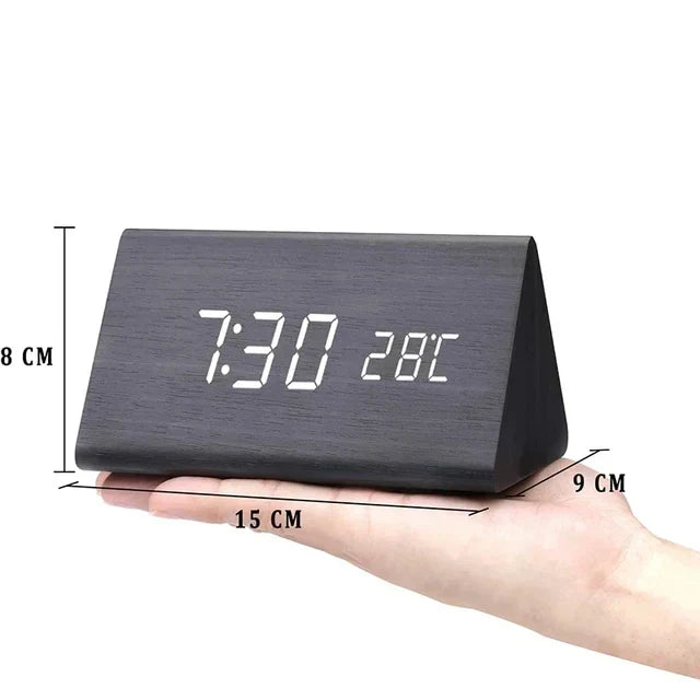 BoisSage - Sveglia in vero blocco di legno – WoodWatch – Display LED – Controllo vocale
