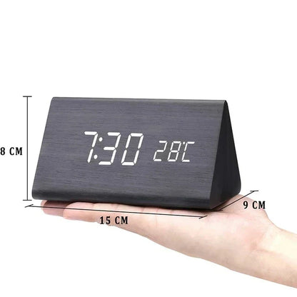BoisSage - Sveglia in vero blocco di legno – WoodWatch – Display LED – Controllo vocale