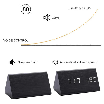 BoisSage - Sveglia in vero blocco di legno – WoodWatch – Display LED – Controllo vocale