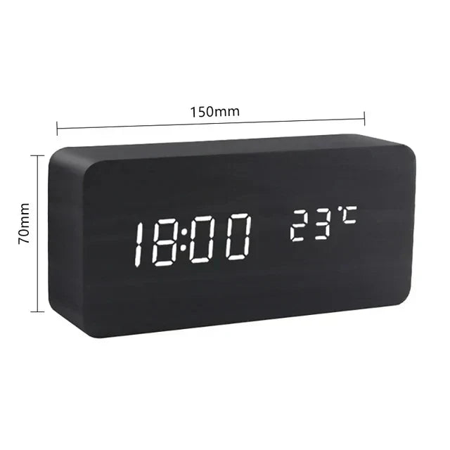 BoisSage - Sveglia in vero blocco di legno – WoodWatch – Display LED – Controllo vocale