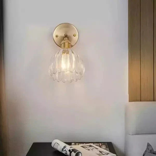 Floréa - Lampada da Parete Retro Gemma di Fiore Tulipano in Vetro