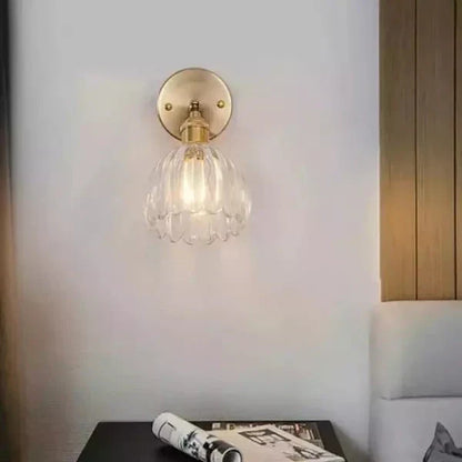 Floréa - Lampada da Parete Retro Gemma di Fiore Tulipano in Vetro