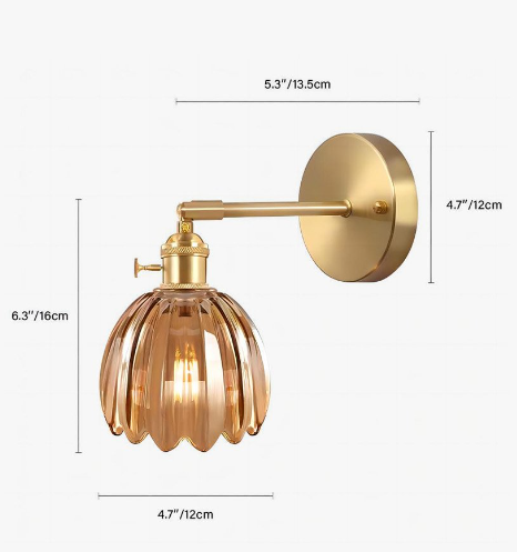 Floréa - Lampada da Parete Retro Gemma di Fiore Tulipano in Vetro