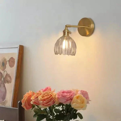 Floréa - Lampada da Parete Retro Gemma di Fiore Tulipano in Vetro