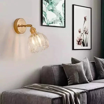 Floréa - Lampada da Parete Retro Gemma di Fiore Tulipano in Vetro