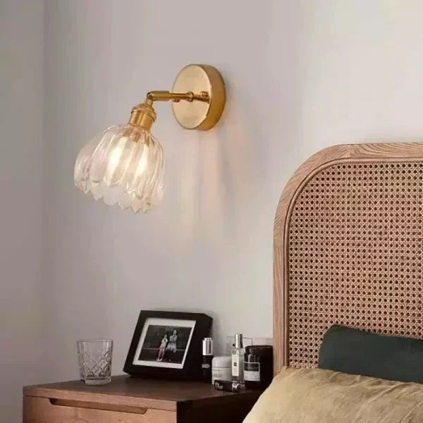 Floréa - Lampada da Parete Retro Gemma di Fiore Tulipano in Vetro