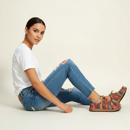 Scarpe da tempo libero comode con stampa Boho per donne – Scarpe stringate leggere per il quotidiano e i viaggi