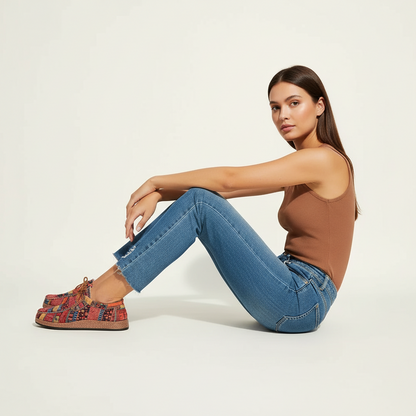 Scarpe da tempo libero comode con stampa Boho per donne – Scarpe stringate leggere per il quotidiano e i viaggi