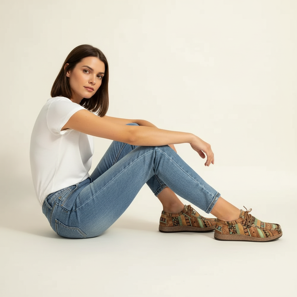 Scarpe da tempo libero comode con stampa Boho per donne – Scarpe stringate leggere per il quotidiano e i viaggi