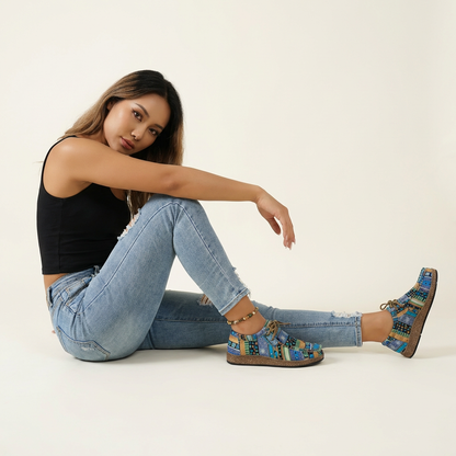 Scarpe da tempo libero comode con stampa Boho per donne – Scarpe stringate leggere per il quotidiano e i viaggi