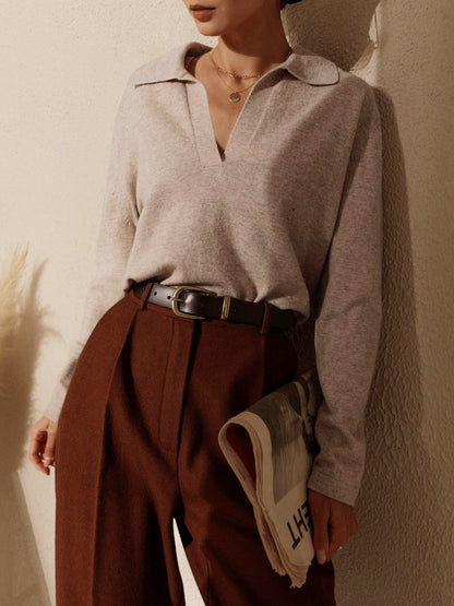 Rosélyne - Pullover Business Casual per donne con colletto e scollo a V