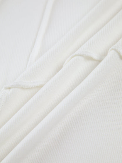 Top a maniche lunghe con design a costine e taglio aderente per donne Maglietta basic moderna