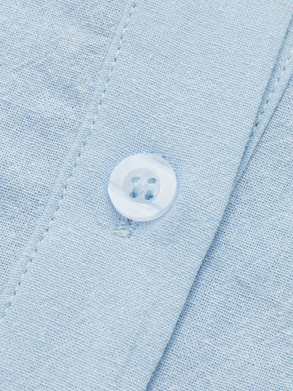 Elegante tuta in lino con colletto per donne – Tuta corta con maniche corte e pantaloni shorts a vita alta
