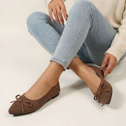 Ballerine comode con dettaglio a fiocco per donne – Scarpe in maglia leggere per la vita quotidiana, ufficio e tempo libero