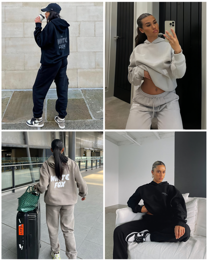 Oréline - Set Elegante a Due Pezzi: Felpa con Cappuccio e Pantaloni Sportivi a Vita Alta in Colori Tenui