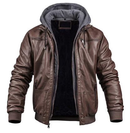 Geremy - Elegante giacca invernale in pelle di alta qualità con cappuccio