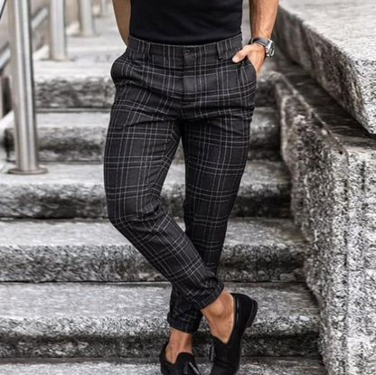 Pantaloni Slim Fit a Quadri – Eleganti Pantaloni Business Casual per Uomini