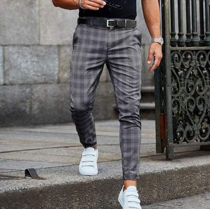 Pantaloni Slim Fit a Quadri – Eleganti Pantaloni Business Casual per Uomini