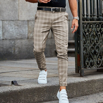 Pantaloni Slim Fit a Quadri – Eleganti Pantaloni Business Casual per Uomini