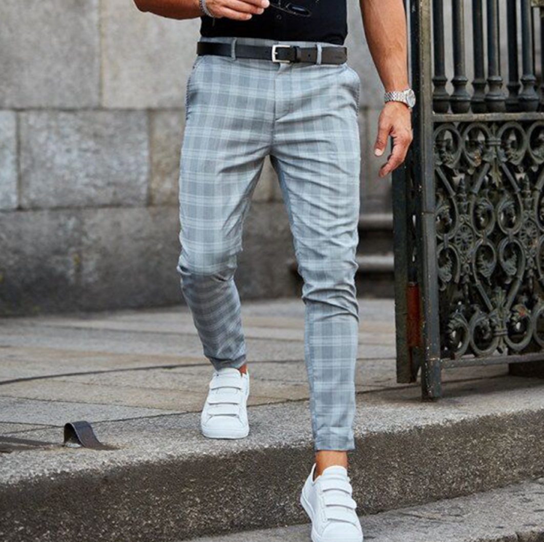 Pantaloni Slim Fit a Quadri – Eleganti Pantaloni Business Casual per Uomini