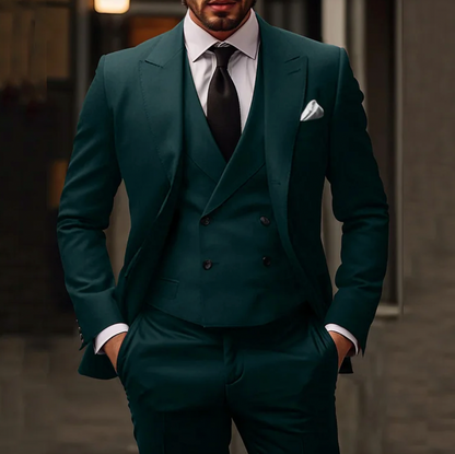 Elegante completo slim fit con gilet – Set moderno per affari e matrimoni per uomini