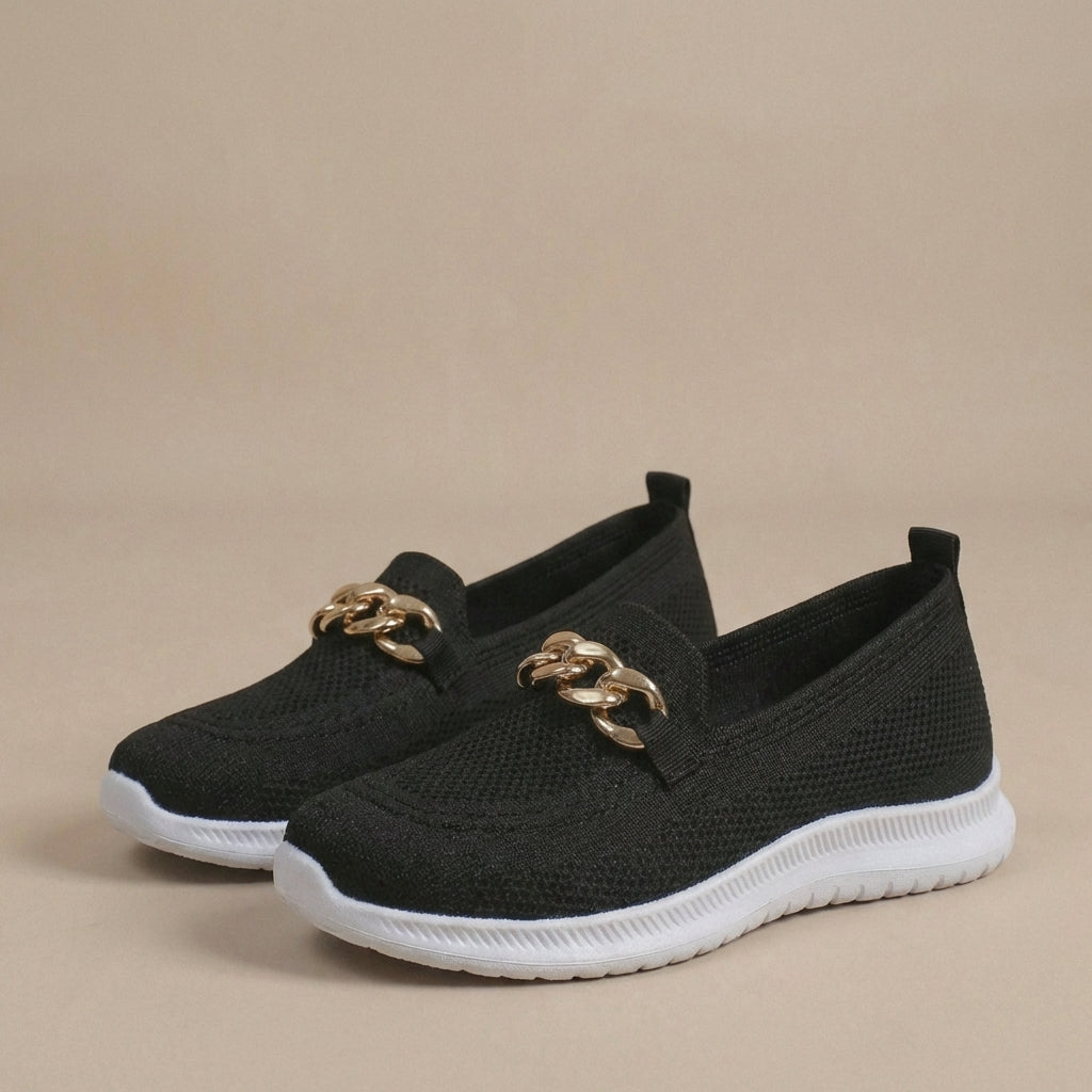 Sneaker Slip-On Comode per Donna – Scarpe in Mesh Leggere con Dettaglio a Catena e Suola Flessibile