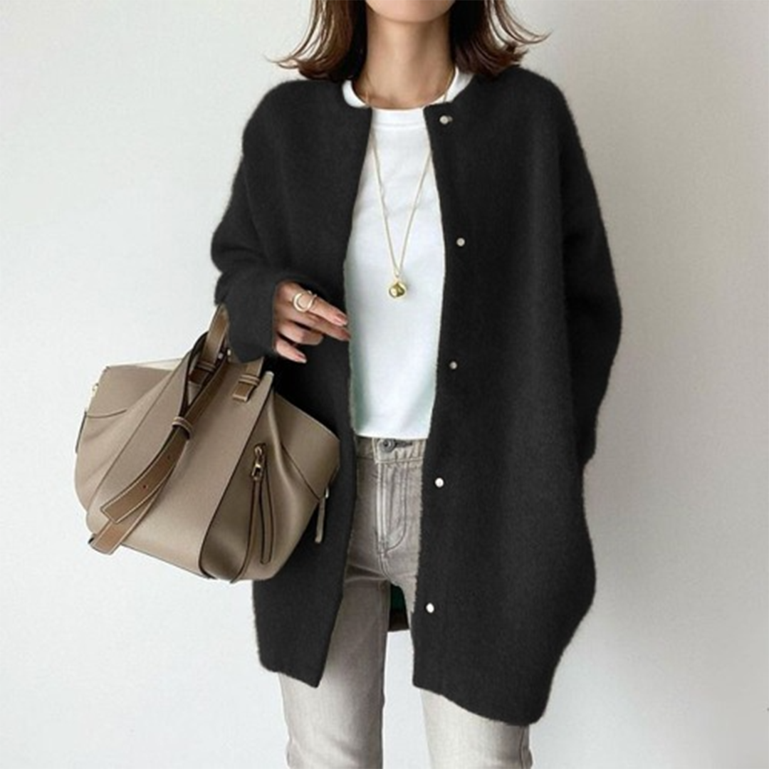 Cardigan Elegante in Maglia per Donne – Morbido, Cardigan Lungo con Bottoni & Vestibilità Ampia