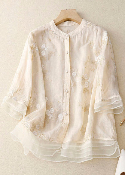 Elegante blusa da donna con ricami e maniche a volant – Leggera e femminile per la vita quotidiana e le occasioni speciali