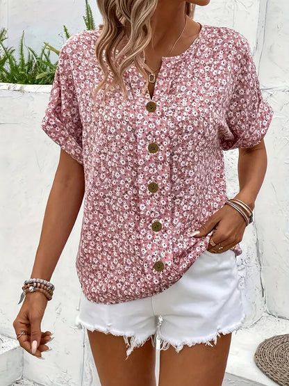 Blusa estiva da donna con stampa floreale – Leggera e Aria per Vita Quotidiana e Vacanze