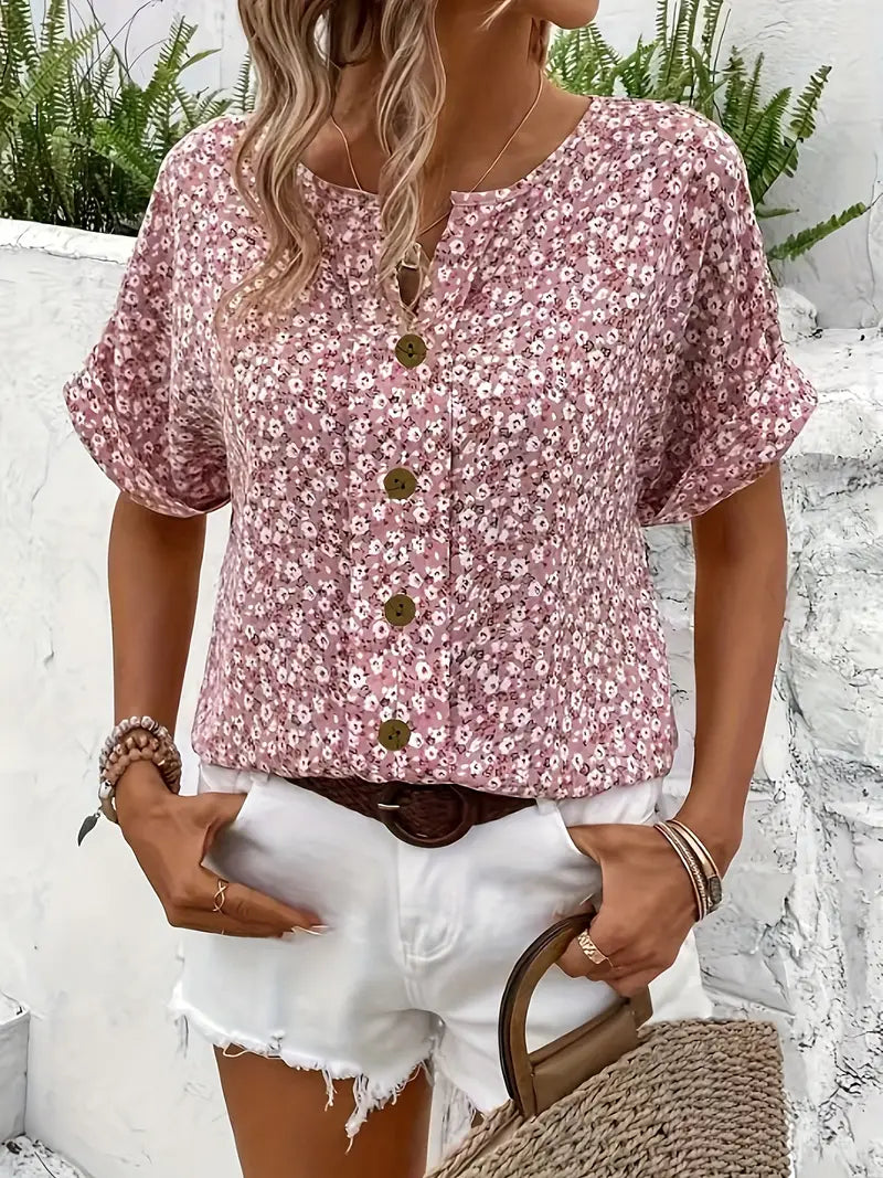Blusa estiva da donna con stampa floreale – Leggera e Aria per Vita Quotidiana e Vacanze