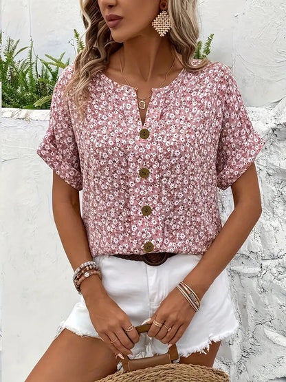 Blusa estiva da donna con stampa floreale – Leggera e Aria per Vita Quotidiana e Vacanze