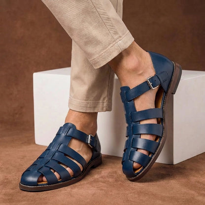 Sandali in pelle comodi per uomo – Scarpe estive traspiranti con cinturini e fibbia