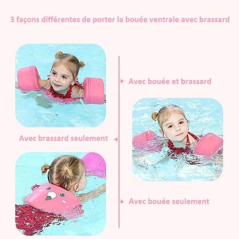 Swimora - Ausilio per il nuoto a pancia in giù con braccioli per bambini