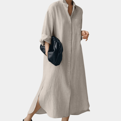 Louna - Abito Camicia Oversize in Lino | Stile Senza Sforzo | Leggero e Traspirante | Outfit Casual