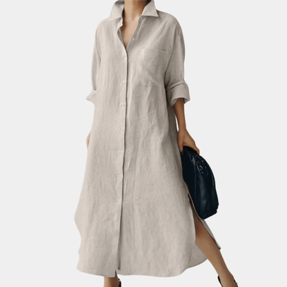 Louna - Abito Camicia Oversize in Lino | Stile Senza Sforzo | Leggero e Traspirante | Outfit Casual