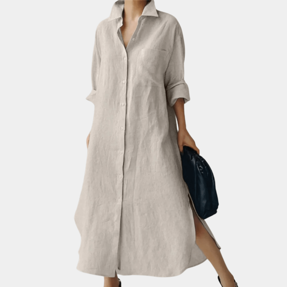 Louna - Abito Camicia Oversize in Lino | Stile Senza Sforzo | Leggero e Traspirante | Outfit Casual